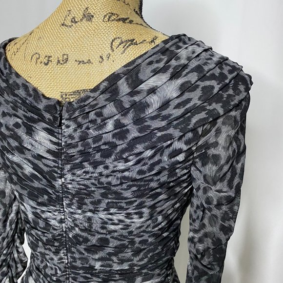 Tadashi Shoji Gray Leopard Cheetah Print Bodycon Dress - Picture 8 of 11